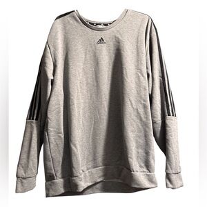 Adidas Gray Crewneck Sweatshirt with Signature Stripes XL